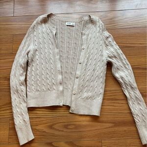 Hollister Light Beige Cable Knit Cardigan